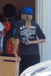 Jessica Hart in a Harley Davidson T-shirt and Black Sweatpants in Los Feliz 07/30/2023