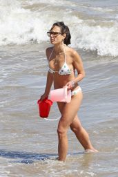 Jordana Brewster in a Polka Dot Bikini On a Beach in Santa Barbara 07/03/2023