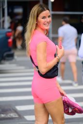 Kelly Bensimon in an All-pink Athleisure Ensemble - NYC 07/11/2023