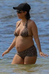Kourtney Kardashian in an Animal Print Bikini in Kauai 07/11/2023