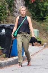 Malin Akerman in Sandals and a Sleeveless Tee in Los Angeles 07/07/2023