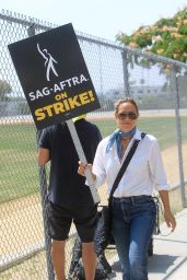Maria Bello - SAG AFTRA Strike at Paramount in Los Angeles 07/17/2023