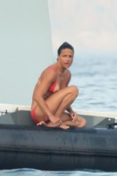 Michelle Rodriguez in a Bikini on a Yacht in Porto Cervo 07/24/2023