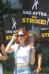 Mina Sundwall - SAG Strike at Netflix in Hollywood 07/25/2023