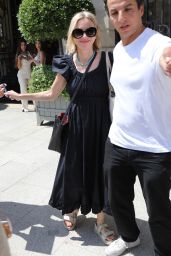 Naomi Watts in a Simple Black Midi Dress With Puffed Shoulder Sleeves - Paris 07/08/2023