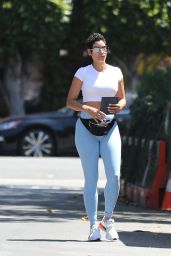 Nicole Murphy in Baby Blue Leggings and a White Crop Top 07/05/2023