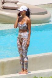 Nicole Scherzinger in Flowers and Leopard-Print Leggings in Mykonos 07/07/2023