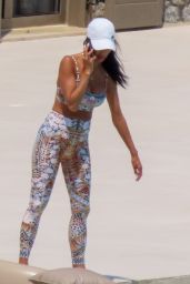 Nicole Scherzinger in Flowers and Leopard-Print Leggings in Mykonos 07/07/2023