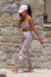 Nicole Scherzinger in Flowers and Leopard-Print Leggings in Mykonos 07/07/2023