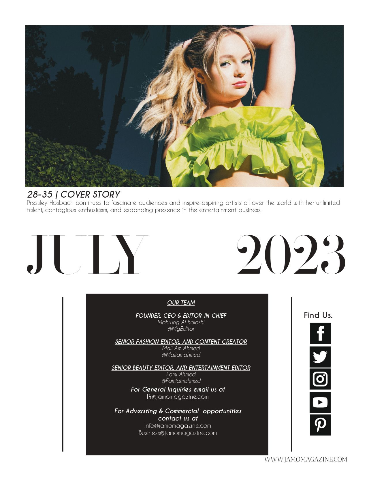 Pressley Hosbach - Jamo Magazine July 2023 Issue • CelebMafia