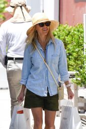Reese Witherspoon Wearing Denim Shirt and a Hat - Grocery Shopping at Brentwood Country Mart 07/25/2023