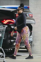 Taraji P. Henson Wearing Sunglasses and Animal Print Leggings in Los Angeles 07/17/2023