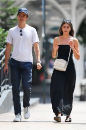 Taylor Hill in a Black Strapless Dress in Tribeca 07/29/2023