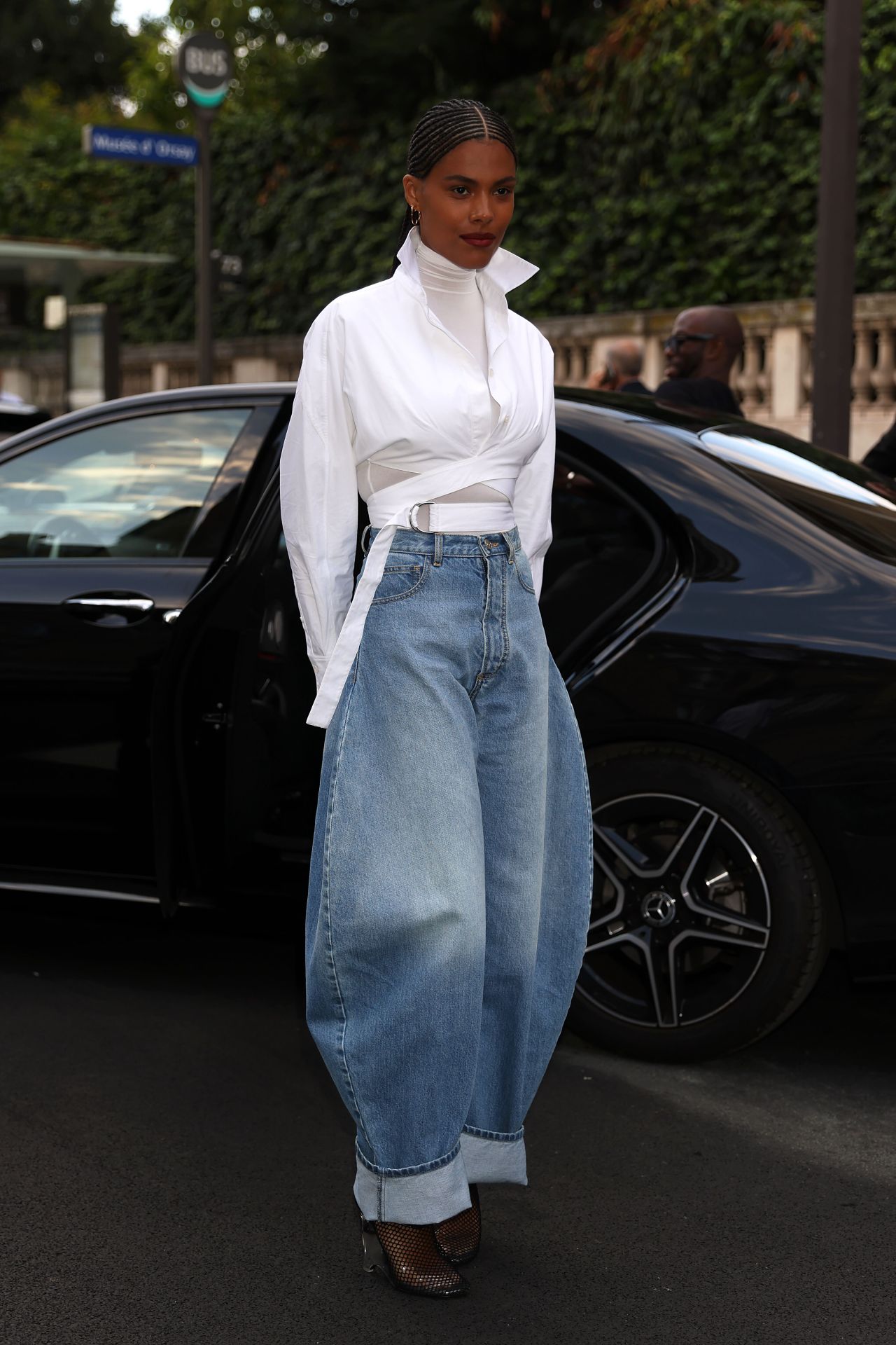 Tina Kunakey - Leaving Azzedine Alaia Haute Couture Show in Paris 07/02 ...
