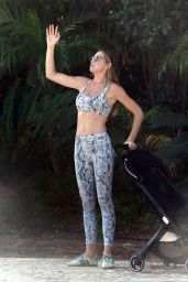 Abbey Clancy in a Snakeskin Sports Bra and Leggings - Holiday in Portugal 08/14/2023