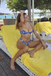 Blanca Blanco in a Blue Bikini on the Beach in Bora Bora 08/23/2023