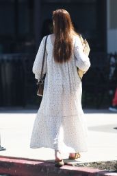 Bonnie Wright in a Long Summer Maternity Dress in Los Angeles 08/23/223
