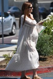 Bonnie Wright in a Long Summer Maternity Dress in Los Angeles 08/23/223