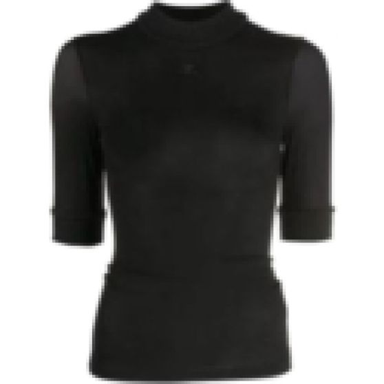Courreges Mesh Logo Print Knitted Top