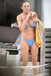 Demi Moore in a Blue Bikini on a Luxury Yacht in the Greek Islands Aughust 2023