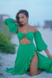 Dorina Guillen in a Green Dress in Miami 08/14/2023