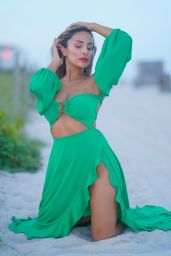 Dorina Guillen in a Green Dress in Miami 08/14/2023