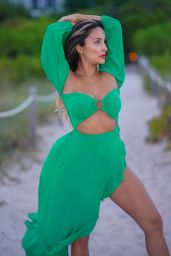 Dorina Guillen in a Green Dress in Miami 08/14/2023