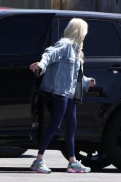 Erika Jayne Wearing a Denim Jacket and Black Leggings in Los Angeles 08/03/2023