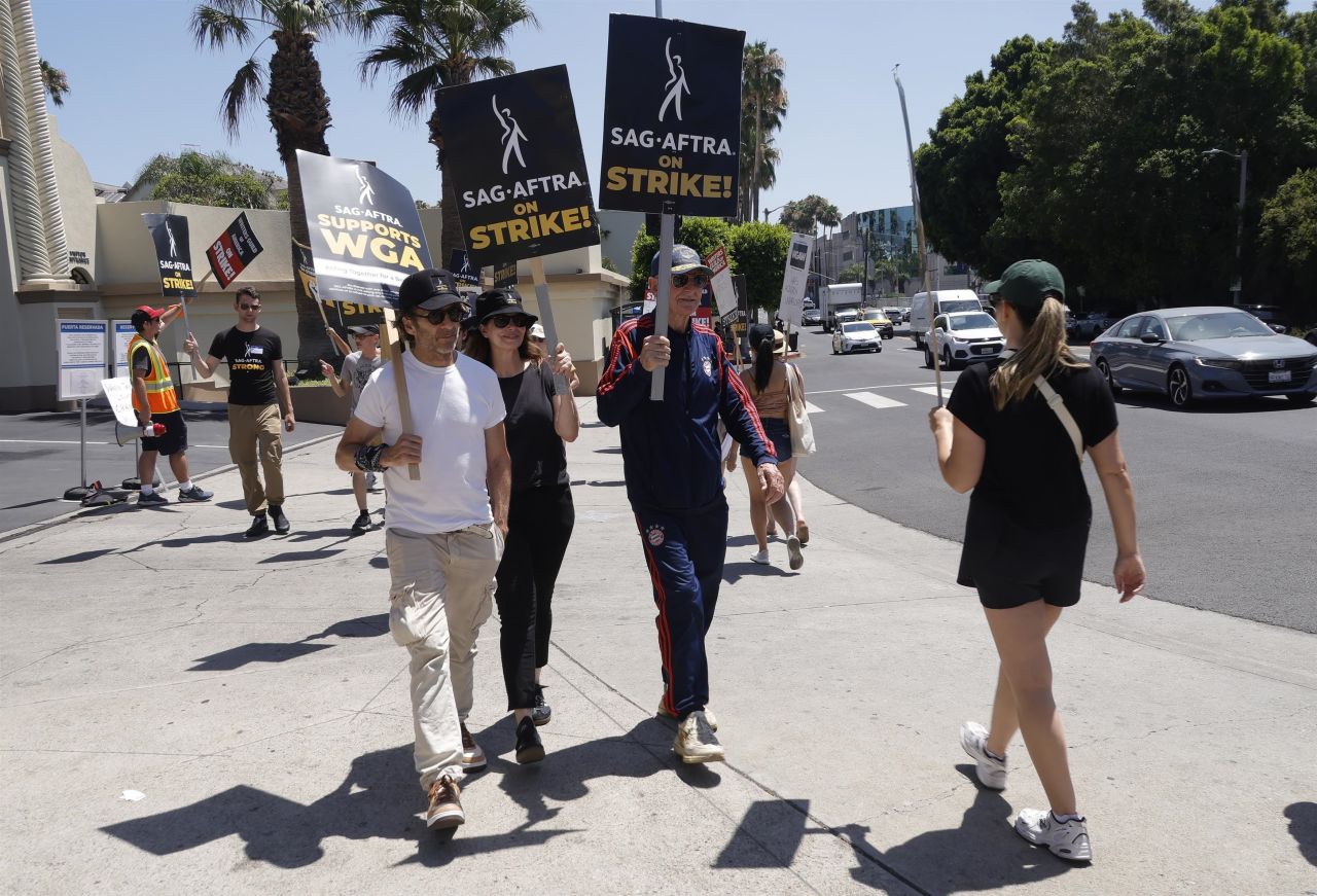 Jeanne Tripplehorn at the SAG-AFTRA and WGA Strike Outside Paramount