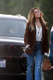 Jennifer Lopez in a Brown Blazer Jacket and Blue Denim Jeans in Los Angeles 08/23/2023 (more photos)