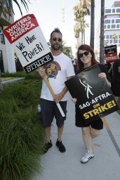 Kate Flannery – Members of SAG-Aftra and the WGA Join the Picket Line at Netflix Offices in LA 08/14/2023