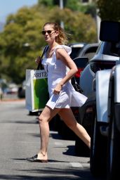 Kate Mara in the Mini White Dress at Aritzia Store in Beverly Hills 08/29/2023