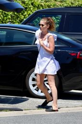 Kate Mara in the Mini White Dress at Aritzia Store in Beverly Hills 08/29/2023