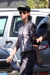 Kristen Stewart in a Tie Dye Tee and Converse Sneakers - Shopping for Oat Milk in Los Feliz 08/04/2023