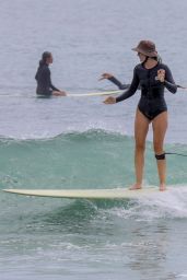 Leighton Meester - Solo Surf Session Off the Coast of Malibu 08/24/2023