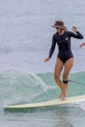 Leighton Meester - Solo Surf Session Off the Coast of Malibu 08/24/2023