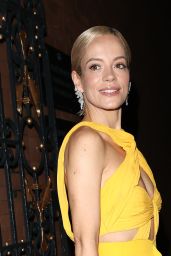 Lily Allen Wearing a Cross Strapped Canary Yellow Dress in London 08/28/2023