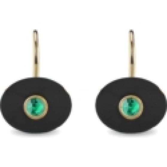 Mason and Books Milestone Earrings in Black Onyx and Emerald