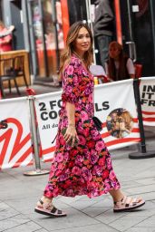 Myleene Klass Wearing a Floral Dress in London 08/19/2023