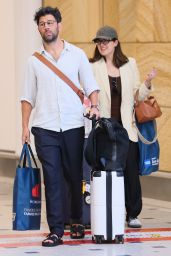 Sarah Abo and Husband Cyrus Moran at Sydney Airport 08/27/2023