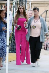 Sofia Vergara in a Strapless Pink Jumpsuit in Pasadena 08/23/2023