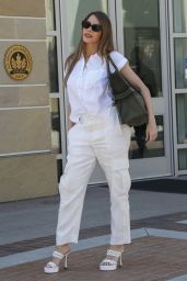 Sofia Vergara in All-white Outfit Arrives at America