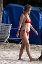 Alice Eve in a Red Bikini on the Beaches of Barbados 09/06/2023