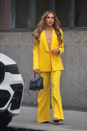 Allison Holker in a Bright Uellow Alice and Olivia Suit in Manhattan 09/11/2023