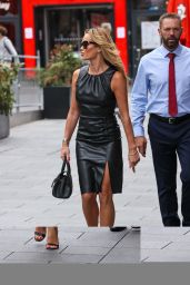 Amanda Holden in a Leather Dress at Heart Radio in London 09/12/2023