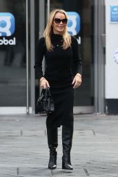 Amanda Holden in a Tight Black Knitted Dress in London 09/27/2023