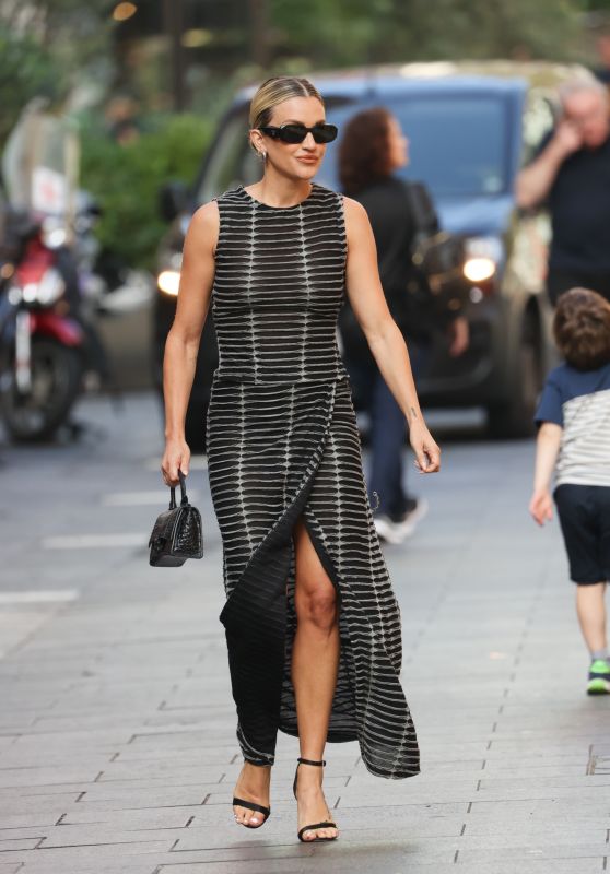 Ashley Roberts in a Stylish Black Split Dress in London 09/05/2023