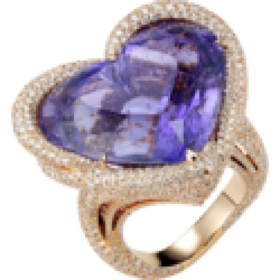 Chopard Temptations Ring with 47.81 Ct. Heart-Shape Purple Tourmaline and 7.16 Cts. T.W. Diamonds in 18K Rose Gold