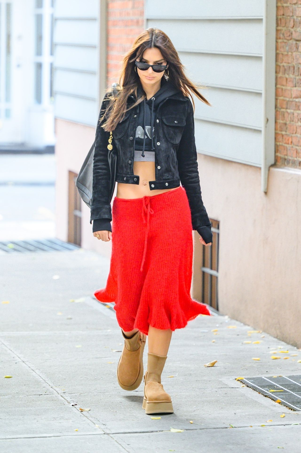 Emily Ratajkowski in a Red Skirt in New York 09/22/2023 • CelebMafia