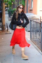 Emily Ratajkowski in a Red Skirt in New York 09/22/2023
